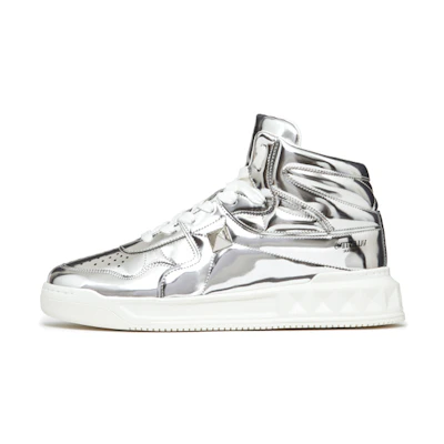 Valentino Garavani One Stud 'Mirror Mid-Top Silver'