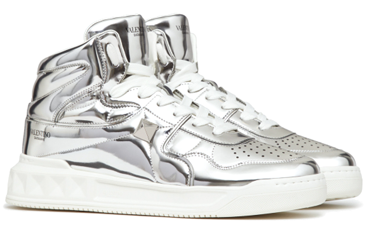 Valentino Garavani One Stud 'Mirror Mid-Top Silver' 圖 3