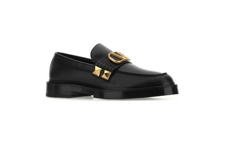 Valentino Garavani Stud Sign Loafers 'Black Leather'