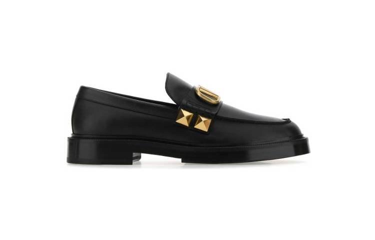 Valentino Garavani Stud Sign Loafers 'Black Leather' 圖 4