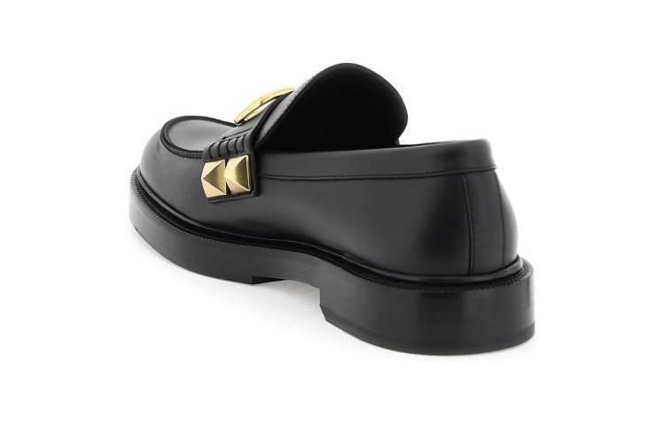 Valentino Garavani Stud Sign Loafers 'Black Leather' 圖 6
