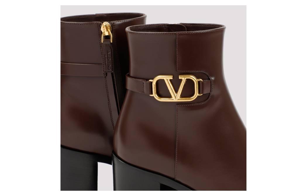 Valentino Garavani VLOGO Signature Ankle Boots 'Brown' 圖 3