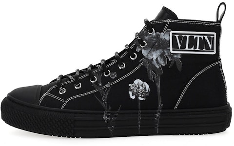 華倫天奴 Valentino Giggies Flowersity 高筒織物帆布鞋 黑色 Buy 華倫天奴 Valentino Giggies Flowersity 高筒織物帆布鞋 黑色
