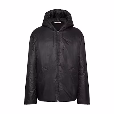 Valentino Glossy Solid Color Hooded Jacket Black VCUA058WA0NO