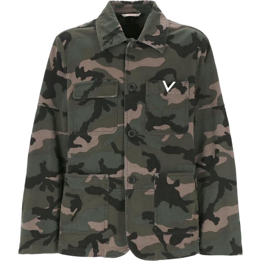 Valentino Green Camo Long Sleeve Jacket with Single-Button Lapel 5V3CJK00AA1F00