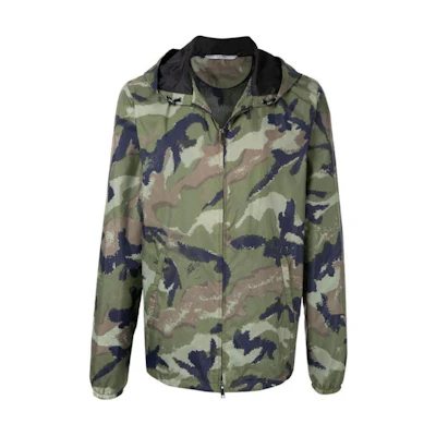 Valentino Green Camouflage Hooded Zip-Up Jacket RV3CI355DLEGL7