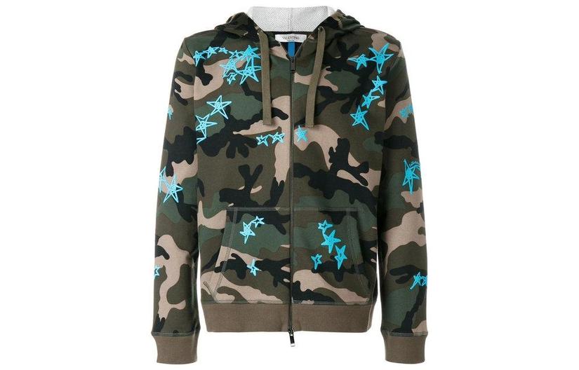 Valentino Green Camouflage Hoodie PV3MF09C3LY00R