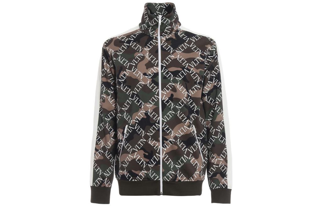 Valentino Green Letter Print Full-Zip Jacket RV0MF02YYFWFF4