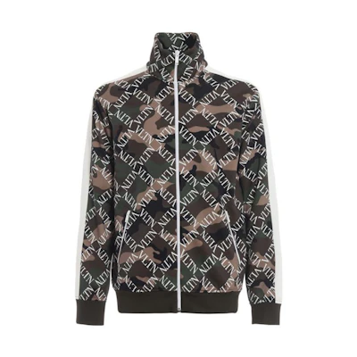Valentino Green Letter Print Full-Zip Jacket RV0MF02YYFWFF4
