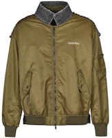 Valentino Green Stand Collar Zip-Up Colorblock Jacket WV3CIJ957JCBZ5 Valentino Green Stand Collar Zip-Up Colorblock Jacket WV3CIJ957JCBZ5