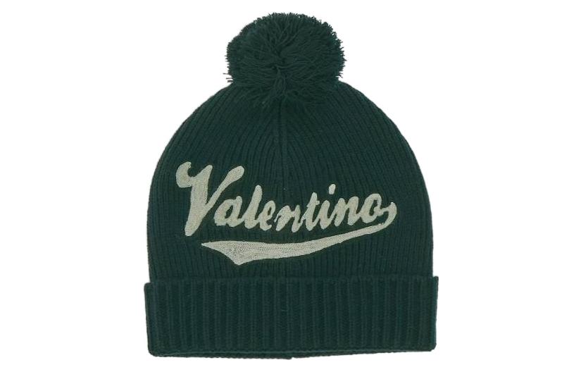 Valentino Green Wool Knit Beanie Unisex Comfortable Minimalist Design 1Y2HB01FLLGJS8