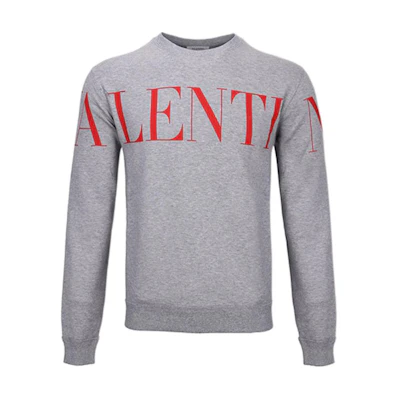 Valentino Grey Crewneck Sweatshirt with Logo Lettering Print SV3MF05N5FRKVM
