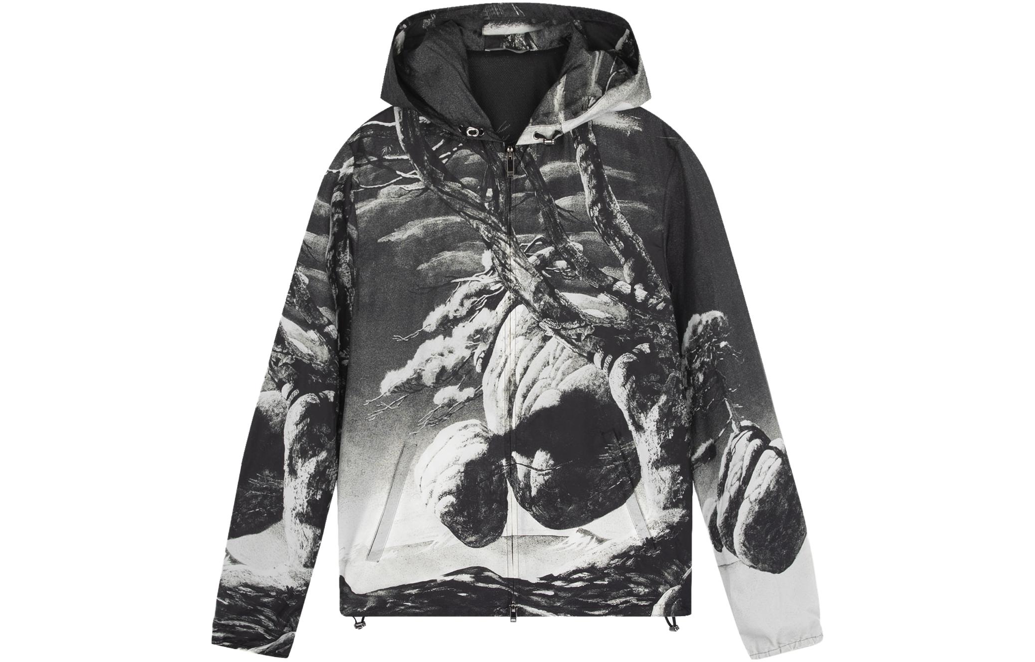 Valentino Grey Tree Print Drawstring Hooded Jacket TV0CI3556BU-37Y