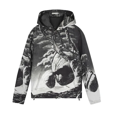 Valentino Grey Tree Print Drawstring Hooded Jacket TV0CI3556BU-37Y