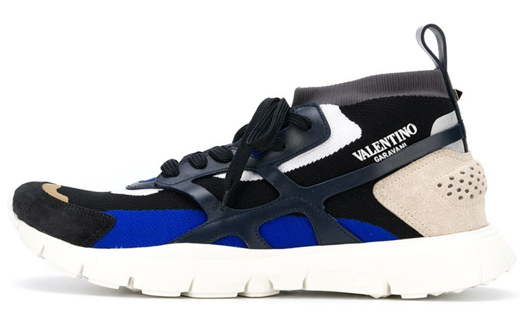 Buy 華倫天奴Valentino 皮革織物 撞色標誌 高筒 休閒鞋 男款 多色