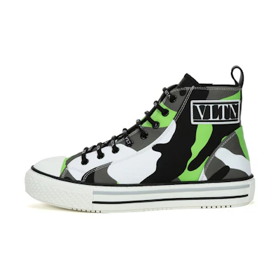 Valentino High-Top Camouflage Sneakers 'Fluorescent Green'