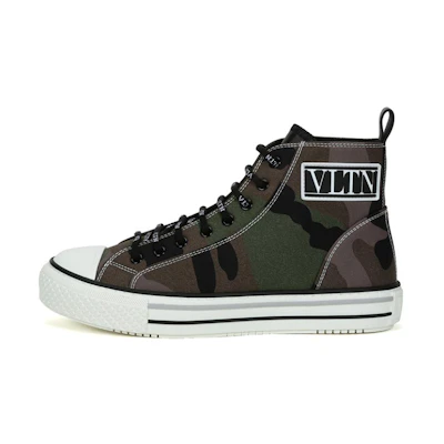 Valentino High-Top Camouflage Sneakers 'Military Green'