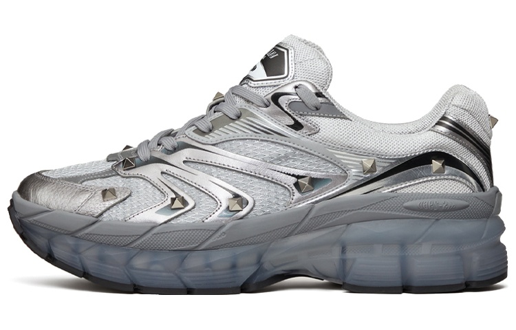 Valentino Leather and Fabric Low-Top 'Silver Grey Black' 2Y2S0F57KJU74E