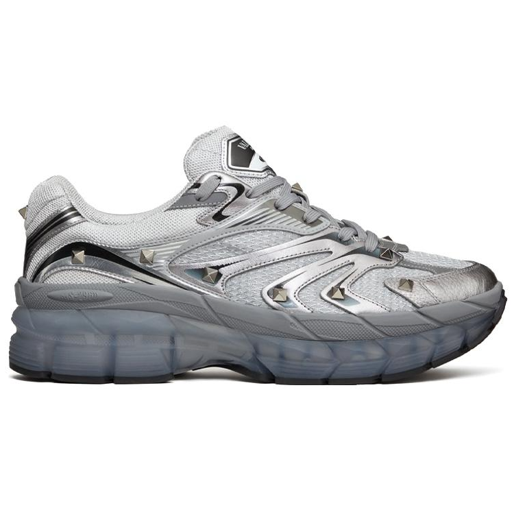 Order 華倫天奴 皮革織物 系帶 減震 低幫 運動休閒鞋 男款 銀灰黑