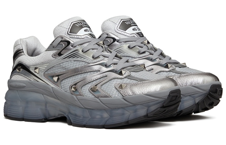 Lookbook 華倫天奴 皮革織物 系帶 減震 低幫 運動休閒鞋 男款 銀灰黑