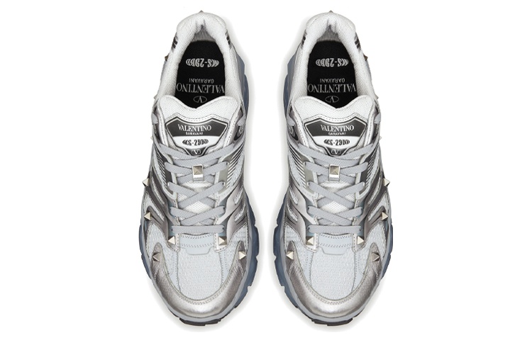 Shop 華倫天奴 皮革織物 系帶 減震 低幫 運動休閒鞋 男款 銀灰黑