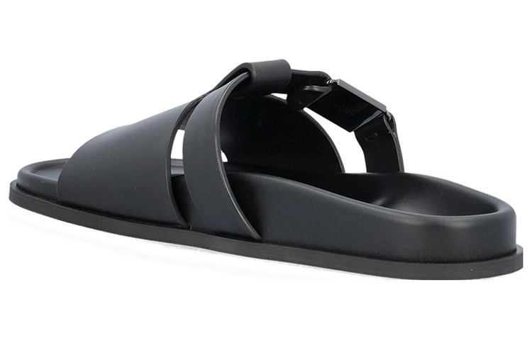 Shop Valentino 黑色皮革时尚平底拖鞋 1Y2S0G21YYB0NO