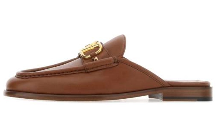 Valentino Leather Flat Sandal 'Brown Fashion'