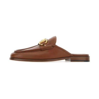 Valentino Leather Flat Sandal 'Brown Fashion'