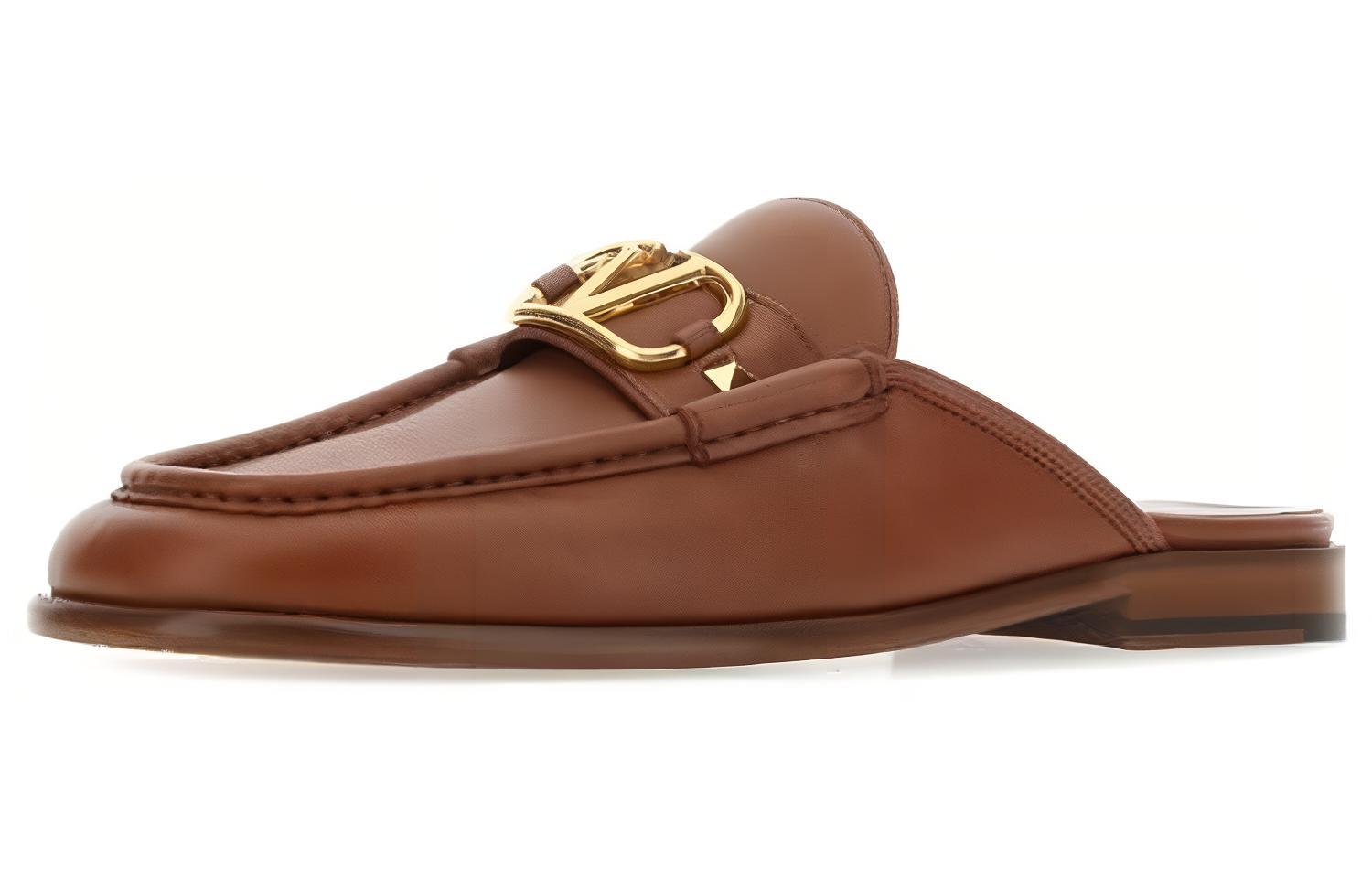 Valentino Leather Flat Sandal 'Brown Fashion' 圖 3