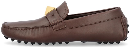 Valentino Leather Slip-On 'Brown Studs' 2Y2S0G71HBEKG8 Valentino Leather Slip-On 'Brown Studs' 2Y2S0G71HBEKG8