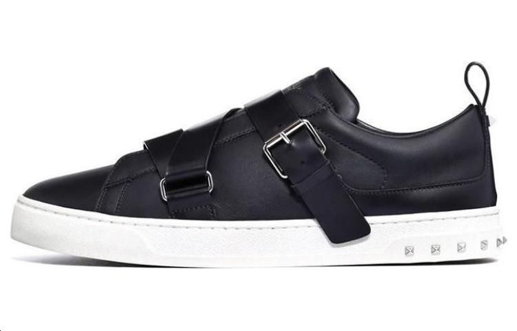 Valentino Leather Sneakers 'Simplified Black Fashion'