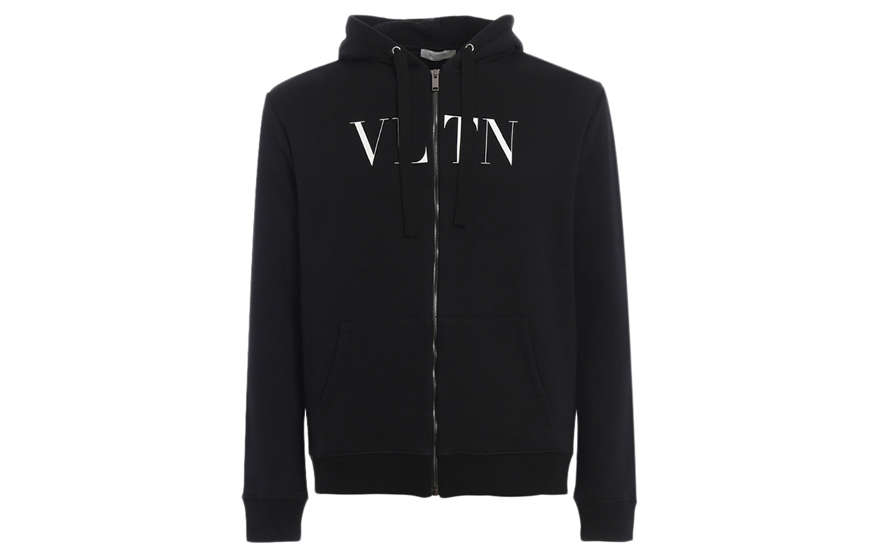 Valentino Letter Logo Zip-Up Oversized Sweatshirt Black RV3MF11I3TV0NO