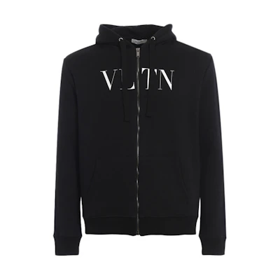 Valentino Letter Logo Zip-Up Oversized Sweatshirt Black RV3MF11I3TV0NO