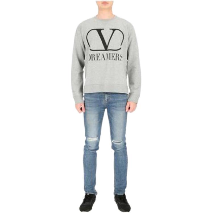 Valentino Letter Print Crewneck Loose Fit Sweatshirt Men’s Grey TV0MF11Y680L80