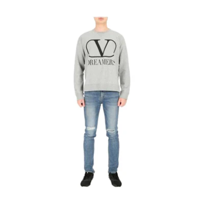 Valentino Letter Print Crewneck Loose Fit Sweatshirt Men’s Grey TV0MF11Y680L80