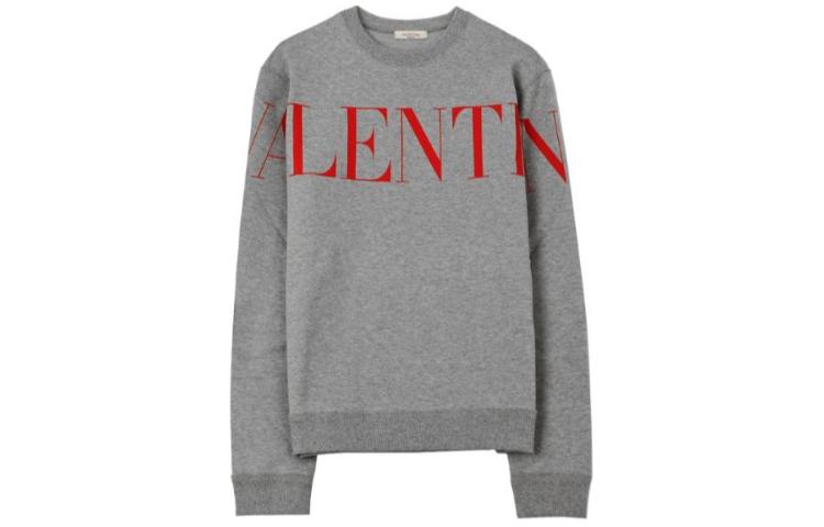 Valentino Letter Print Crewneck Oversized Sweatshirt Gray - SV0MF05N5FPKVM