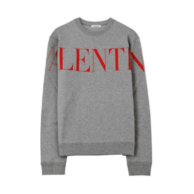 Valentino Letter Print Crewneck Oversized Sweatshirt Gray - SV0MF05N5FPKVM