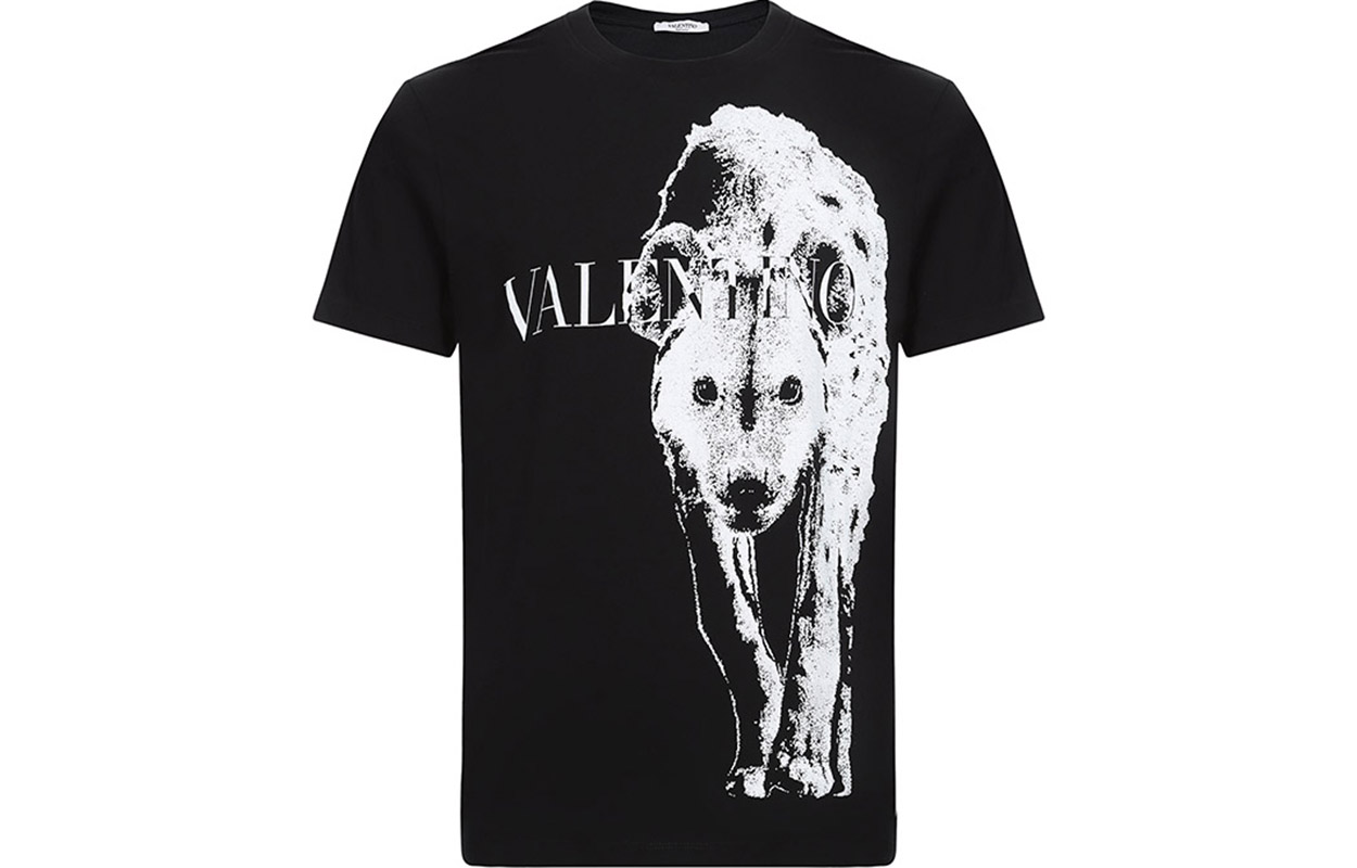 Valentino Letter Print Crewneck T-Shirt Black RV3MG00VWTY0NO