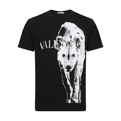 Valentino Letter Print Crewneck T-Shirt Black RV3MG00VWTY0NO