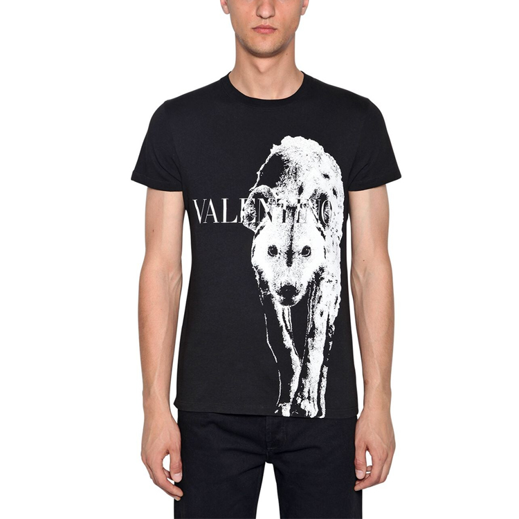 Shop 발렌티노 레터 프린트 크루넥 티셔츠 블랙 RV3MG00VWTY0NO