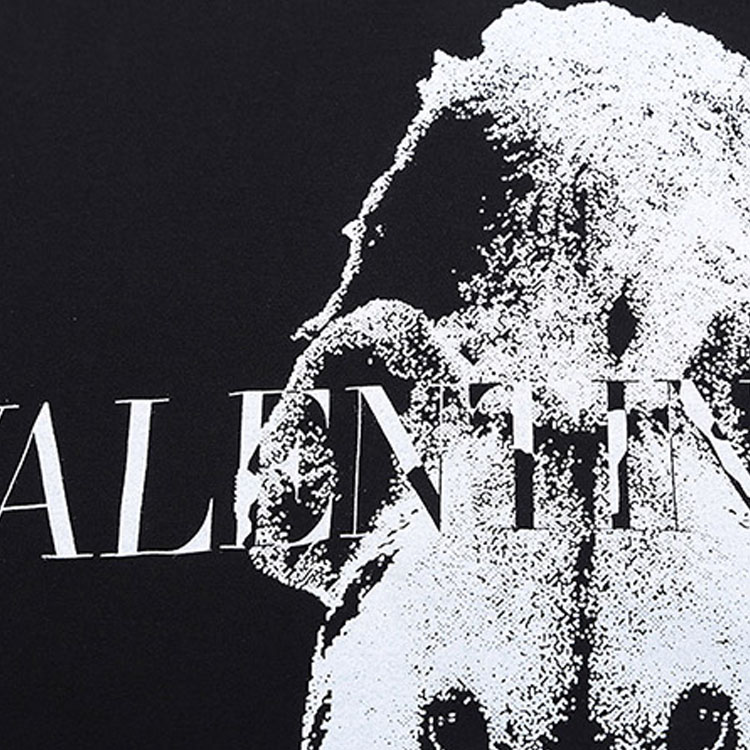 Sizing 발렌티노 레터 프린트 크루넥 티셔츠 블랙 RV3MG00VWTY0NO