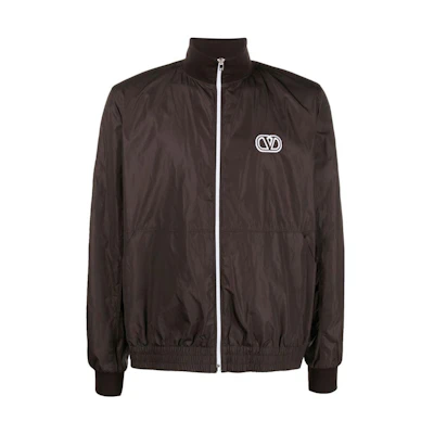 Valentino Logo Embroidered Bomber Jacket Brown Outerwear VCIL958LFE04