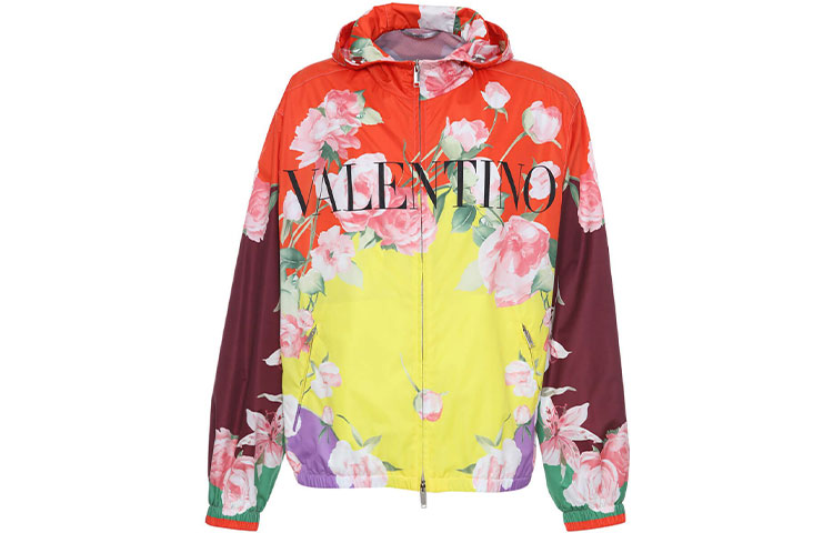 Valentino Logo Floral Print Hoodie Jacket Multicolor VV0CI3687F8G57