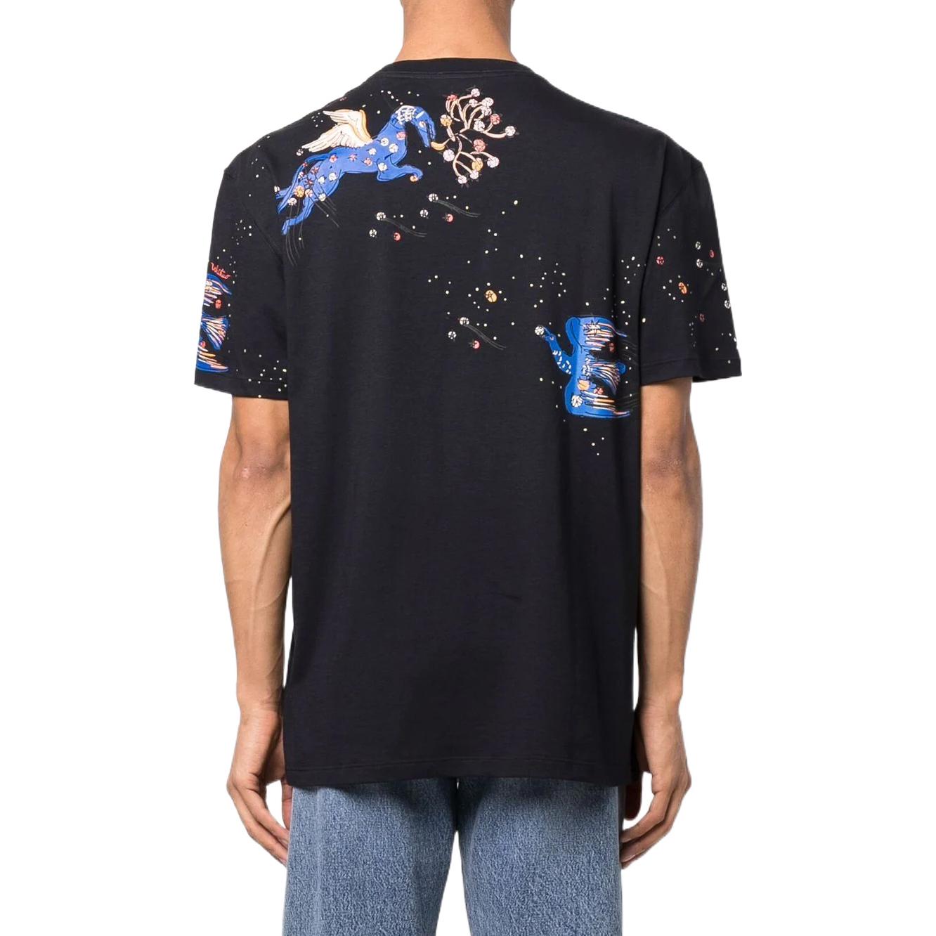 Purchase Valentino 男士黑色短袖圓領標誌印花 T-Shirt VMG11H85RQ05