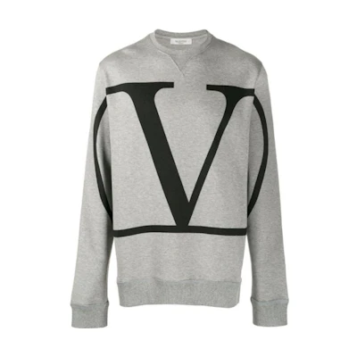 Valentino Logo Print Crewneck Long Sleeve Sweatshirt Grey SV3MF05H5F7L80