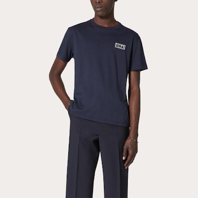 Valentino Logo印花寬鬆版圓領T恤 藍色 VV3MG08G6LCNB4 Lookbook Valentino Logo印花寬鬆版圓領T恤 藍色 VV3MG08G6LCNB4