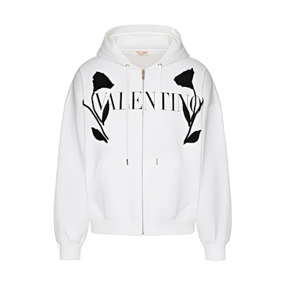 Valentino Logo Print Hoodie White 1V3MF23M8MNA01