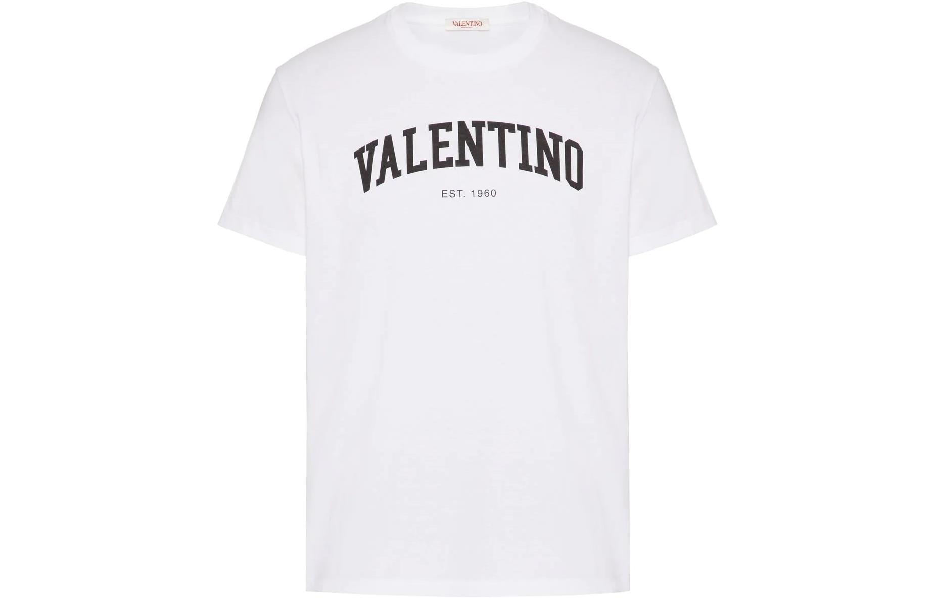 Order Valentino Kaos Oversized Logo Putih Tulis Pria SS23. 2V3MG13D964A01