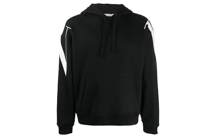Valentino Logo Print Pullover Hoodie Black VMF14H6LR0NI