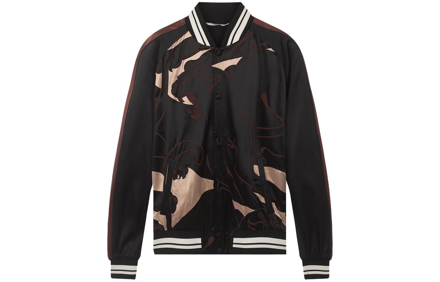 Valentino Logo Print Striped Jacket Black Outerwear MV0CI0A94BK0BG